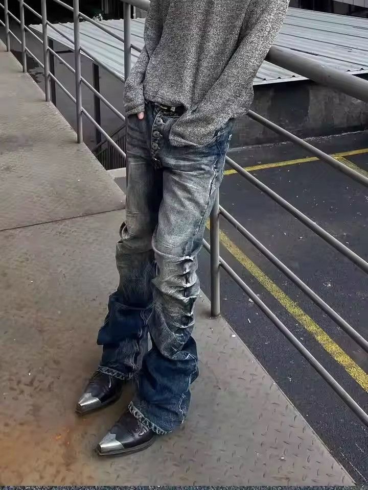 Jean Grunge punk style pleated jeans Size US 29 - 6 Thumbnail