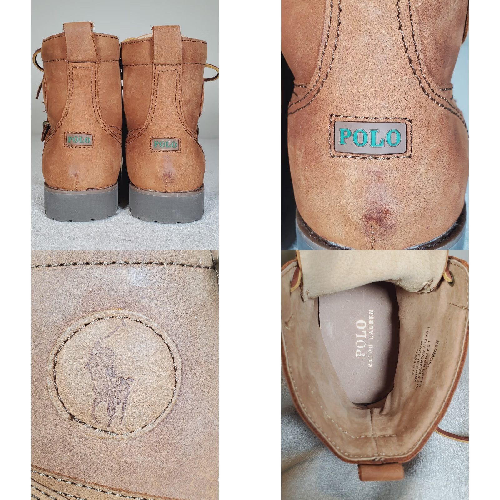 Polo Ralph Lauren Redmond Boots Size‎ 12 Brown Leather Utility Heritage Preppy Polo Ralph Lauren Biker Boots for Men for Sale | Shop New  main image 3