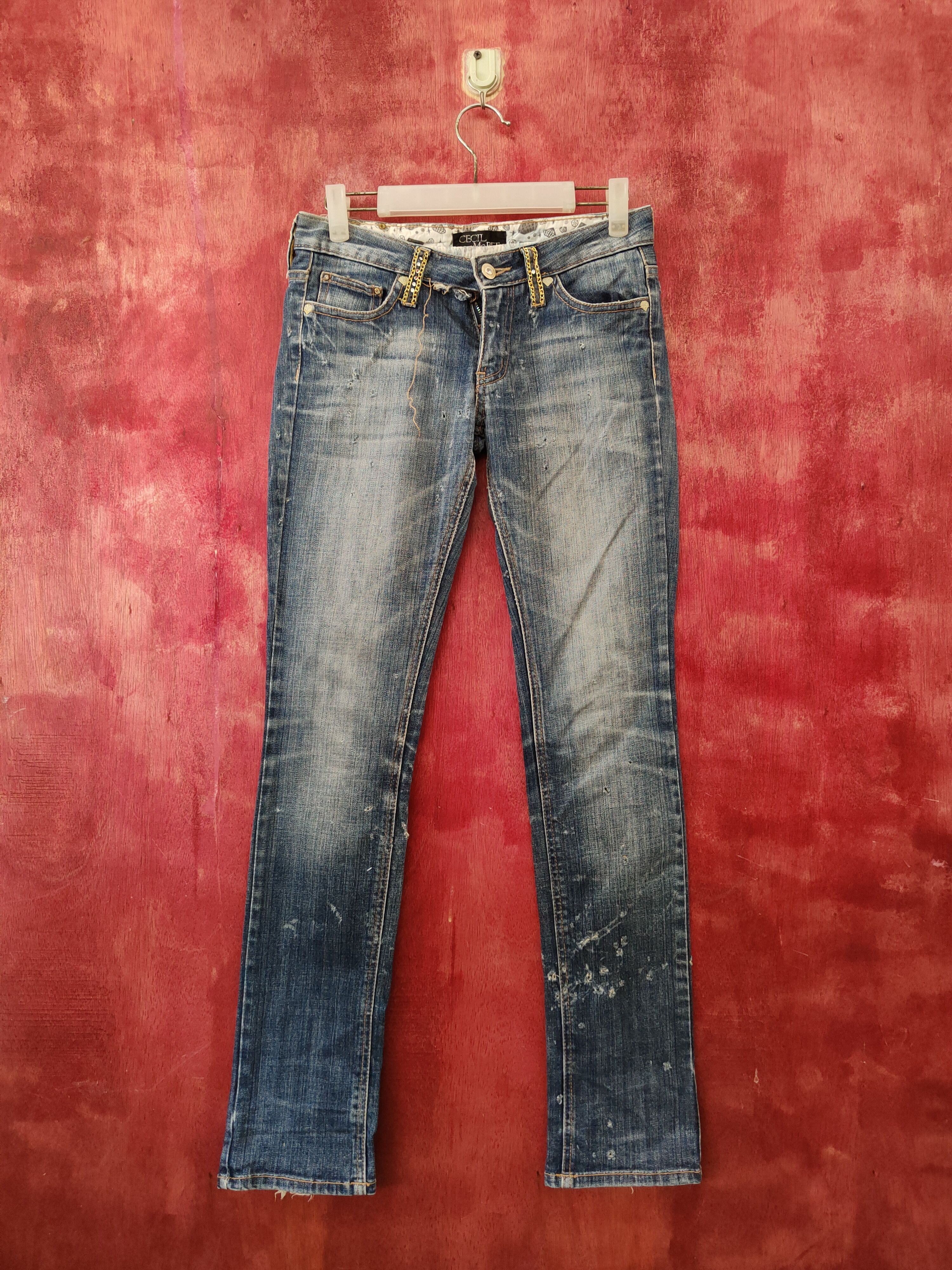 Designer × Japanese Brand Cecil McBee Blue Distressed Ripped Jeans #S2139 Size 28" / US 6 / IT 42 - 1 Thumbnail