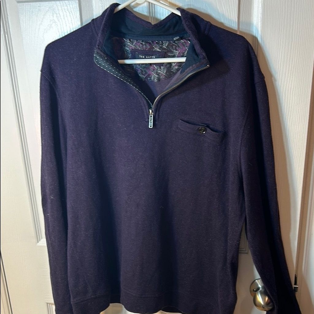 Ted Baker Ted Baker Men's Purple Valerio Half-Zip Sweater size 5/Large Size US L / EU 52-54 / 3 - 2 Thumbnail