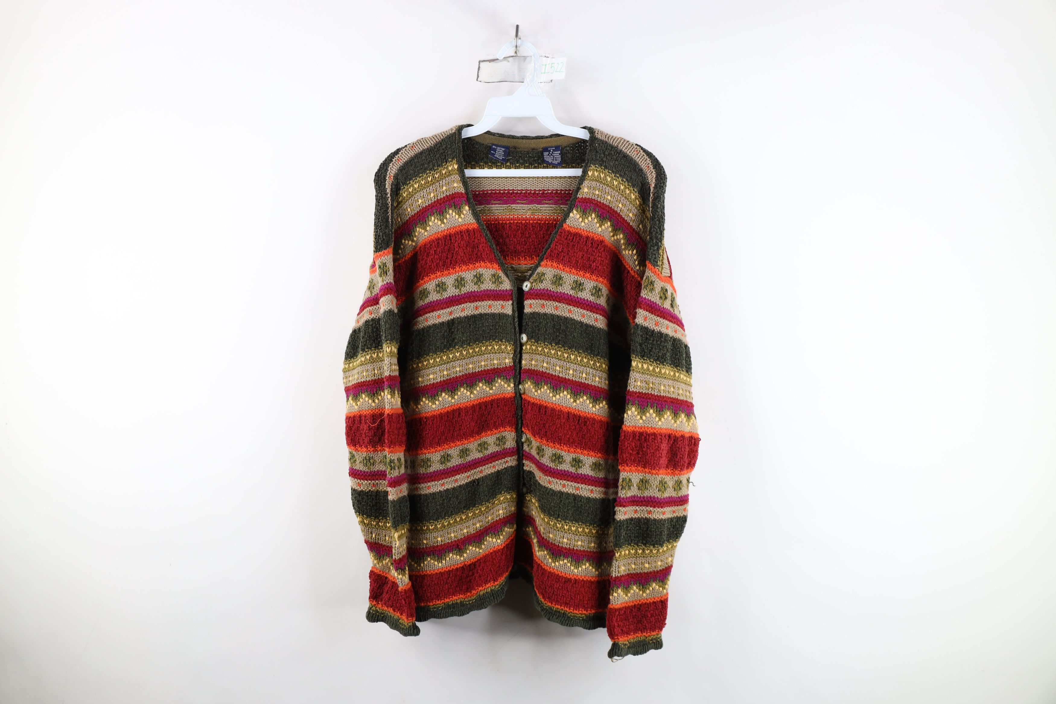 Vintage Vintage 90s Streetwear Fair Isle Knit Cardigan Sweater Size S / US 4 / IT 40 - 1 Thumbnail