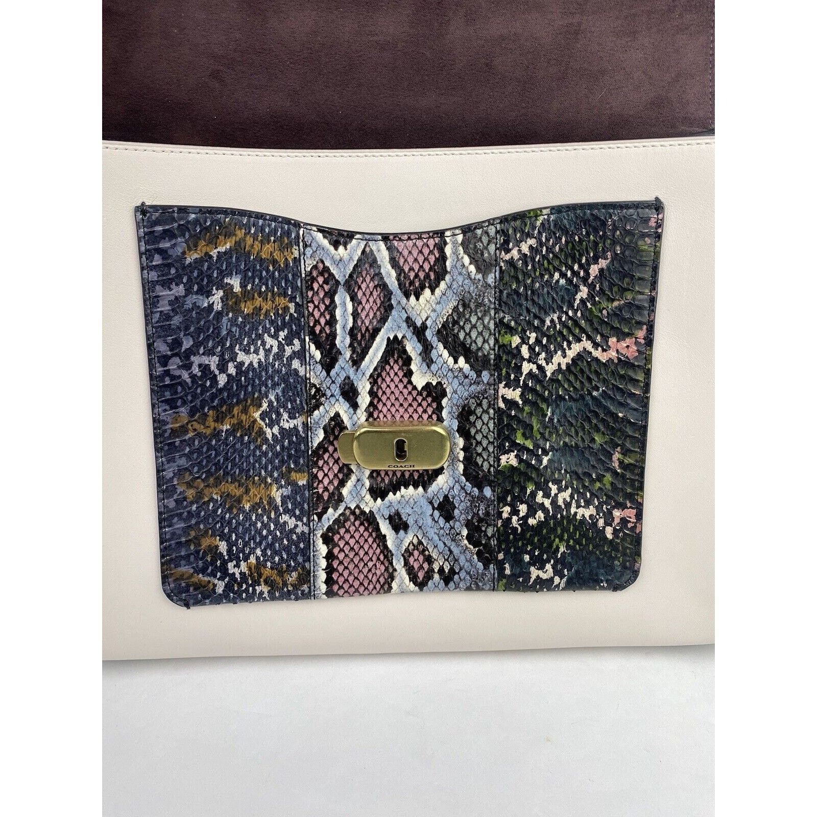 Coach Coach Tabby Top Handle Black White Leather Snakeskin Purse Size ONE SIZE - 12 Thumbnail