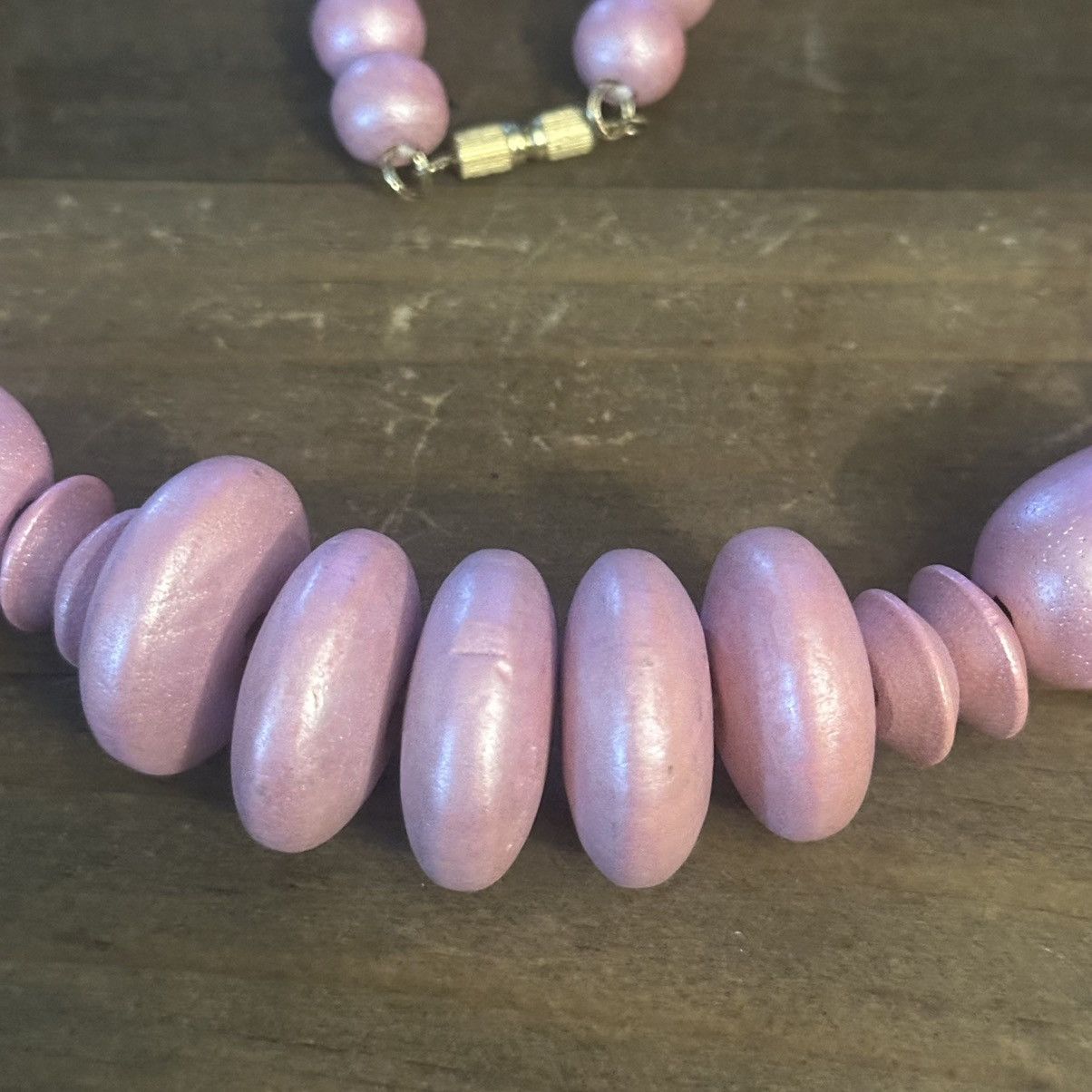 Vintage Vintage chunky pink wooden bead necklace Size ONE SIZE - 3 Thumbnail