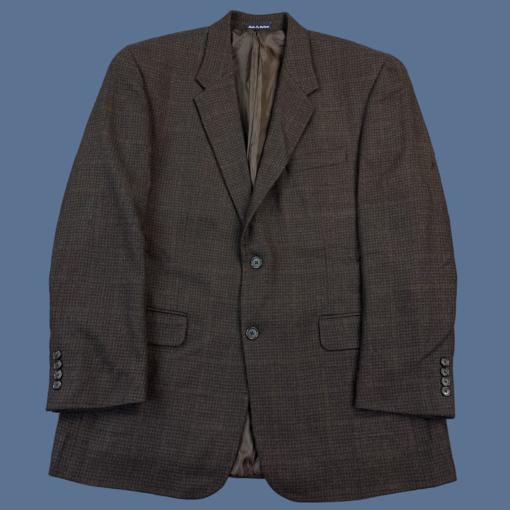 Vintage Alan Flusser Sport Coat Mens 44R Brown Plaid Wool Cashmere Blazer Jacket Casual Size 44R - 1 Thumbnail