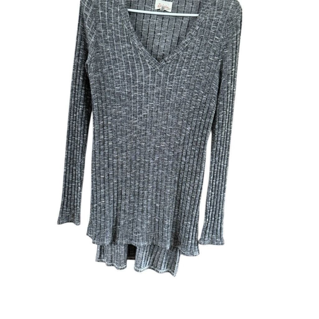 Anthropologie Anthropologie Charcoal Ribbed V-Neck Tunic Size XS / US 0-2 / IT 36-38 - 10 Thumbnail