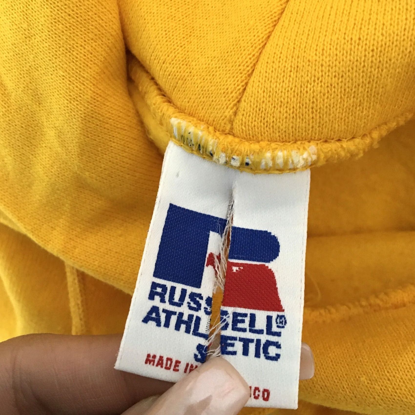 Russell Athletic VINTAGE Russell Athletic Hoodie Mens Size S Yellow Goldenrod Blank Sweatshirt Crew Neck 90s Athletic Track Size US S / EU 44-46 / 1 - 7 Thumbnail