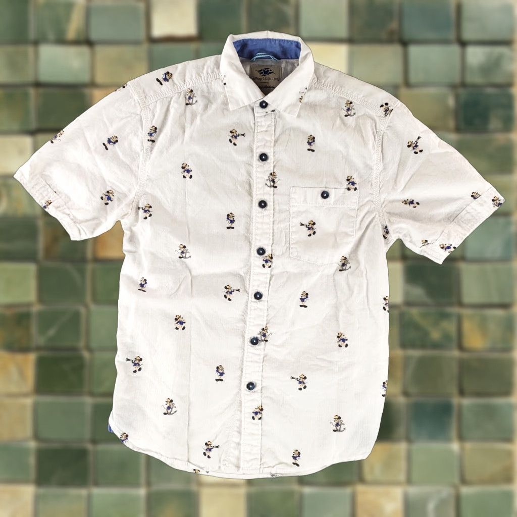 Tommy Bahama Tommy Bahama Disney Cruise Line Mickey Mouse Button Up Shirt Mens XS Short Sleeve White Mickey Maze? Size US XS / EU 42 / 0 - 1 Thumbnail