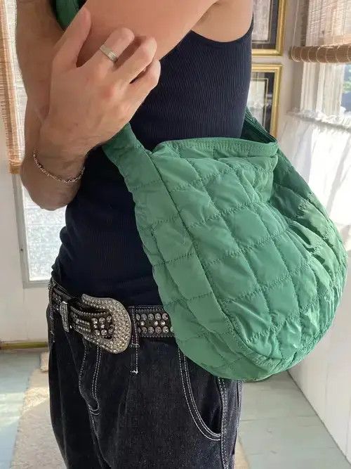 American Edition x Tee Shirt Mesh Puffy Crossbody Bag in Green, Men's