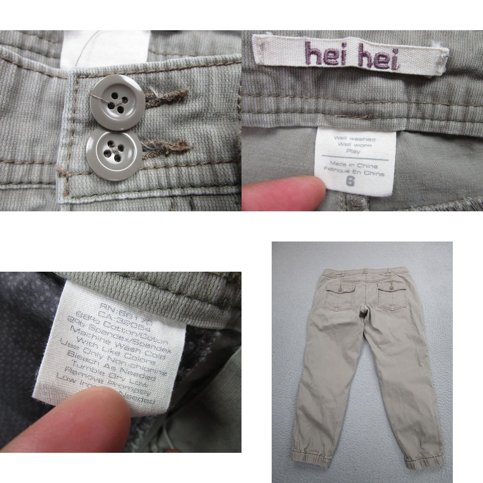 Olive VINTAGE Hei Hei Cargo Jogger Pants Womens 6 Olive Green Tapered Cuffed Casual Size 28" / US 6 / IT 42 - 8 Thumbnail