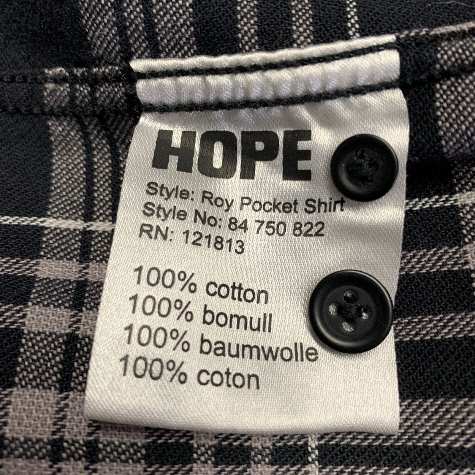 Hope HOPE Black Grey Plaid Cotton One Pocket Long Sleeve Shirt Size US L / EU 52-54 / 3 - 7 Thumbnail