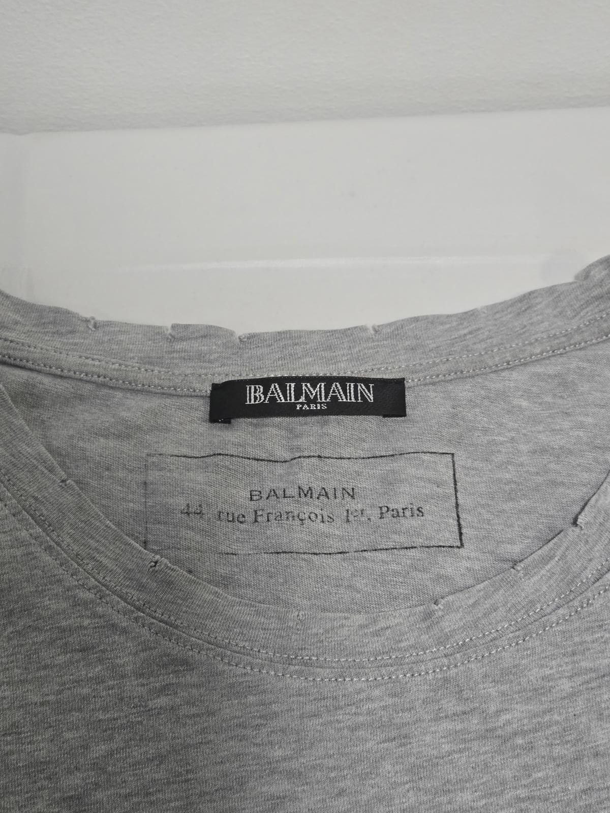 Balmain Balmain Paris Grey Distressed Cotton Tee - Size L Size US M / EU 48-50 / 2 - 3 Thumbnail