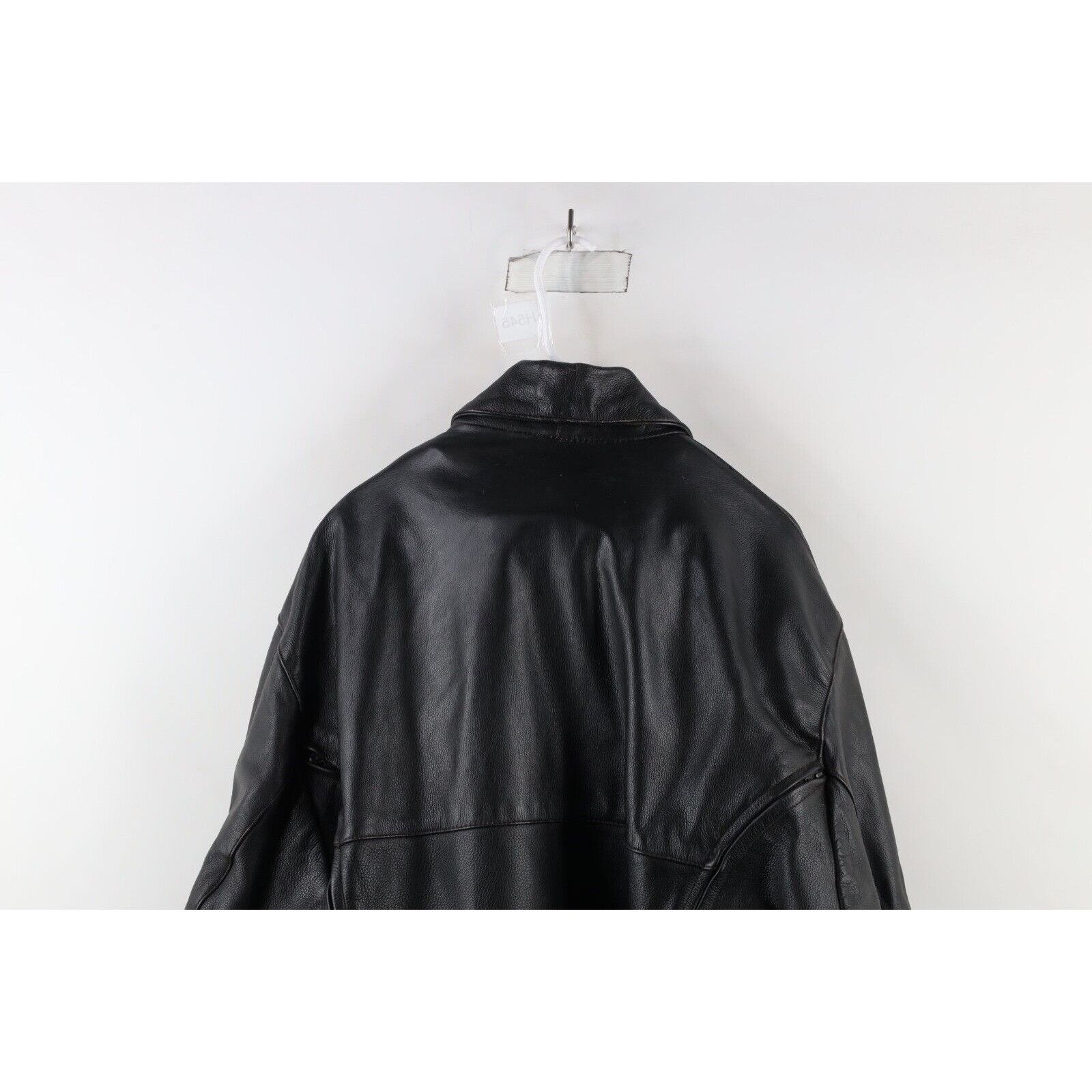 Vintage Vintage 90s Streetwear Heavyweight Leather Moto Jacket 3XL Size US XXL / EU 58 / 5 - 18 Thumbnail