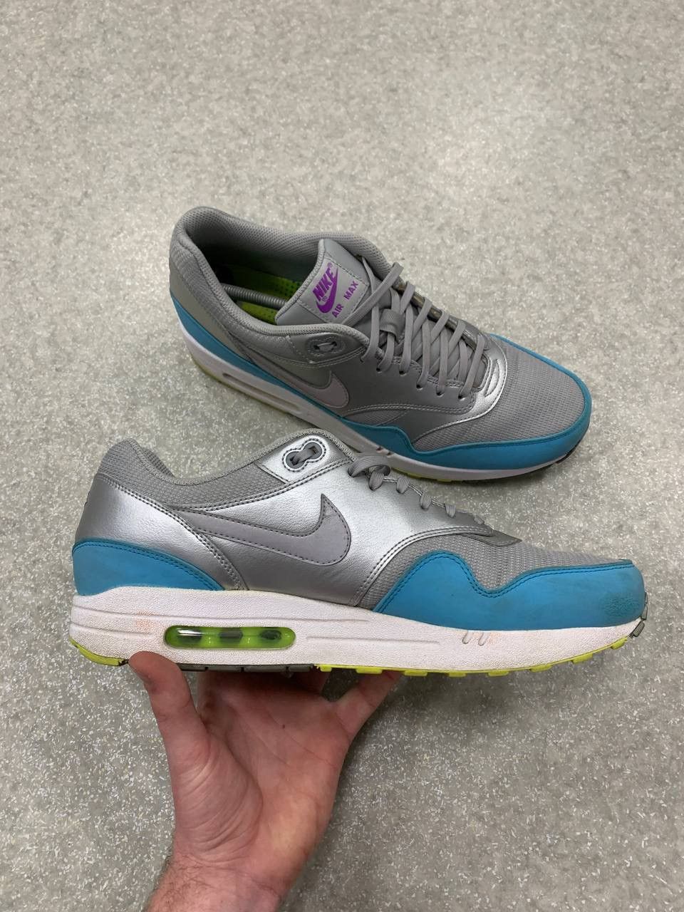 Nike Nike Air Max 1 FB 'Silver Current Blue' Size US 12 / EU 45 - 1 Thumbnail