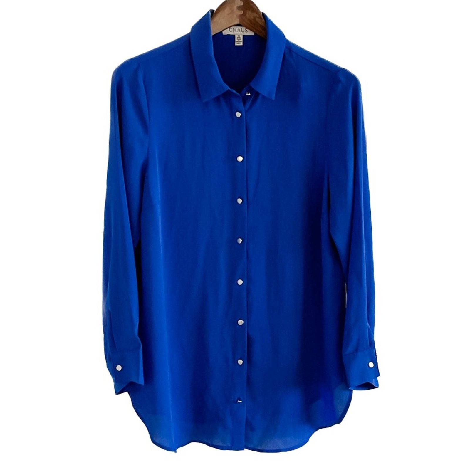 Vintage Vintage Chaus semi sheer royal blue metal button blouse M Size M / US 6-8 / IT 42-44 - 1 Thumbnail