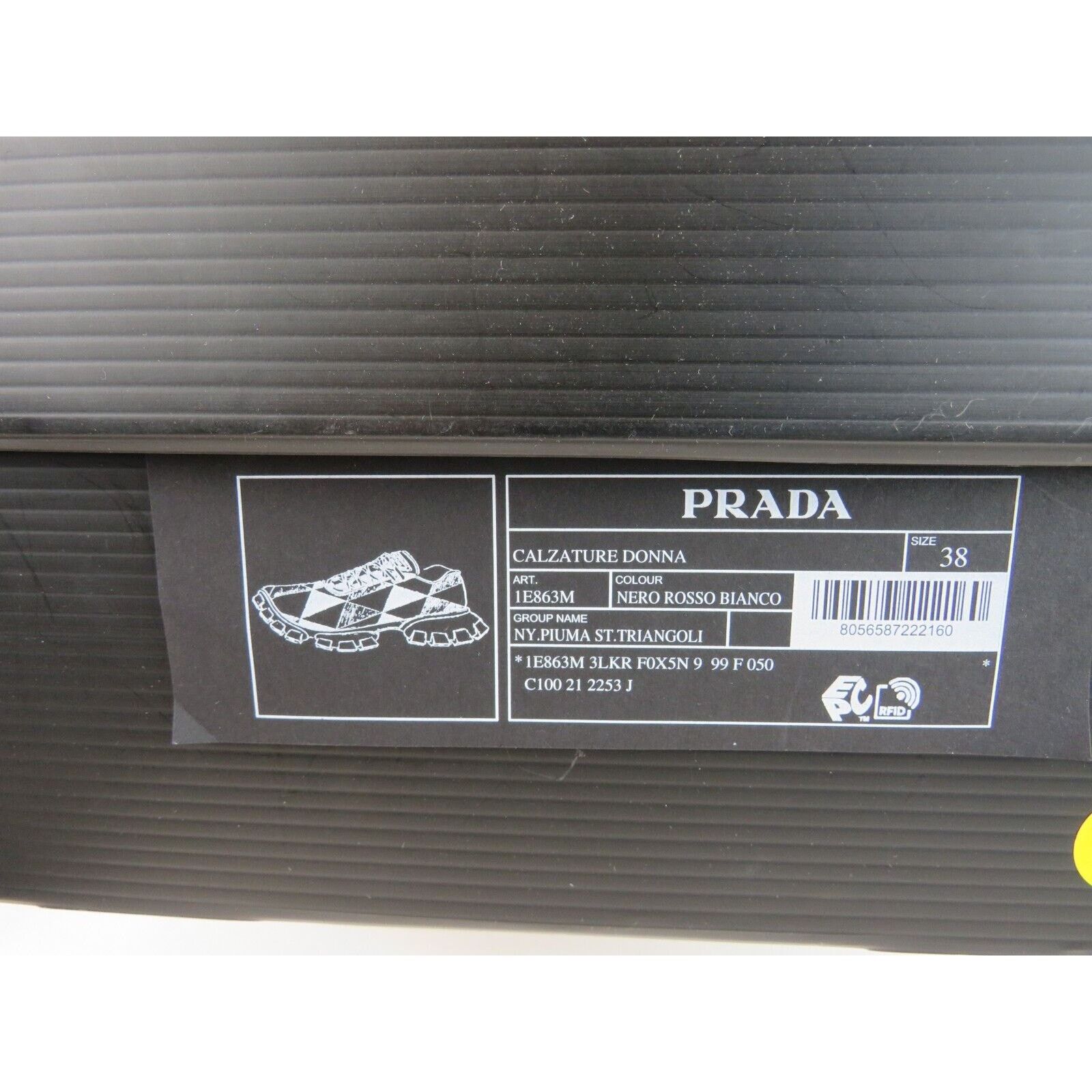 Prada 1E863M WHITE BLACK RED NYLON LOGO THUNDER CHUNKY SNEAKERS 38 Size US 8 / IT 38 - 15 Thumbnail