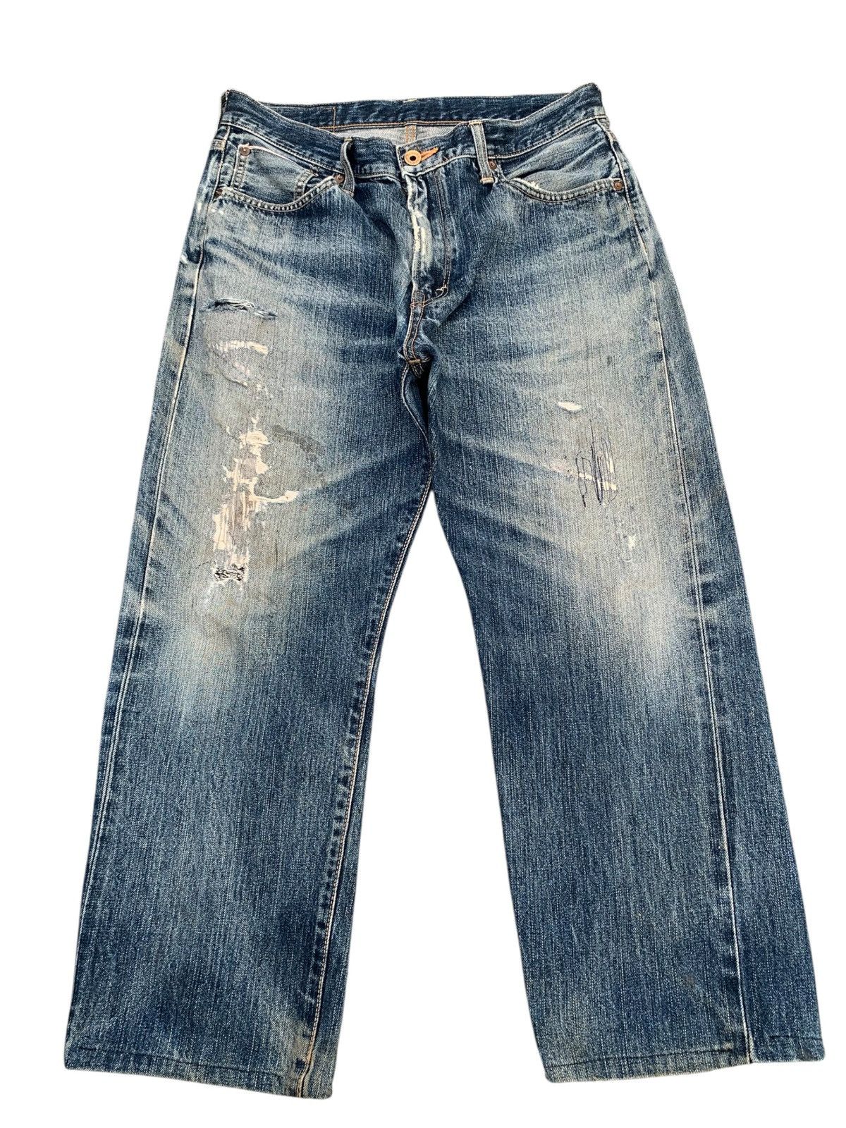 Edwin VINTAGE EDWIN 505 SELVEDGE FADED & RUSTY DISTRESSED DENIM Size US 32 / EU 48 - 3 Thumbnail