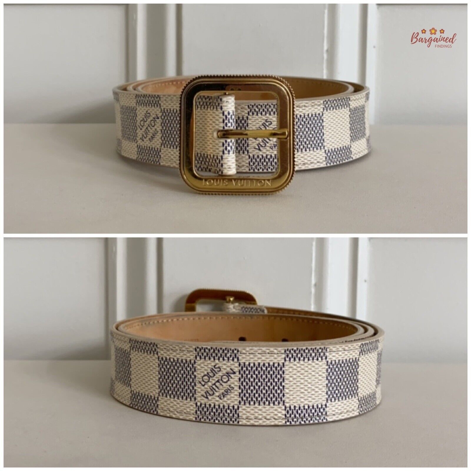 Louis Vuitton Louis Vuitton Damier Azur Canvas Leather Tresor Belt Size 28 - 8 Thumbnail