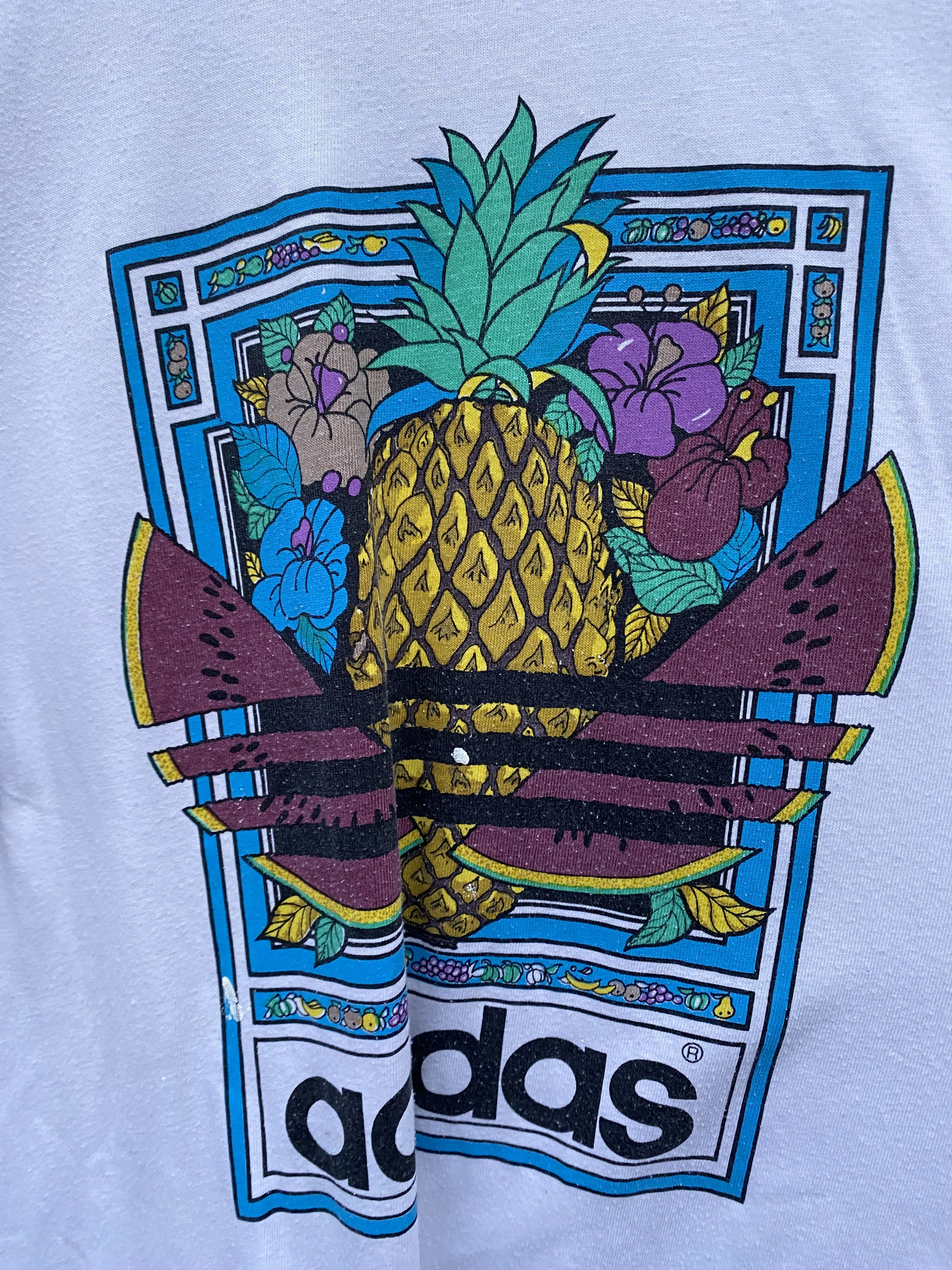 Adidas × Vintage 80s Adidas archive pineapple fruit Tee single Stitch XXl Size US XXL / EU 58 / 5 - 2 Thumbnail