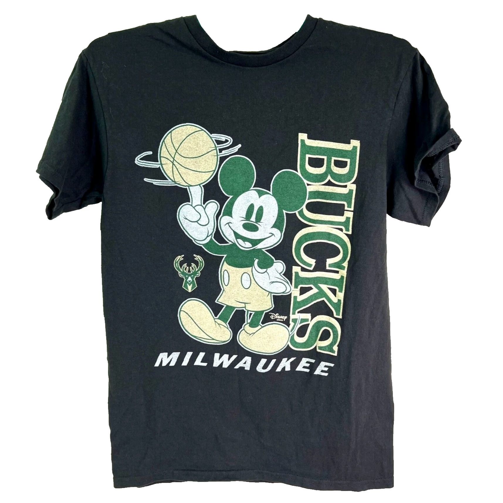 Junk Food Milwaukee Bucks Mickey Mouse T-Shirt Mens XS Black Graphic Casual Wear Size US XS / EU 42 / 0 - 7 Thumbnail