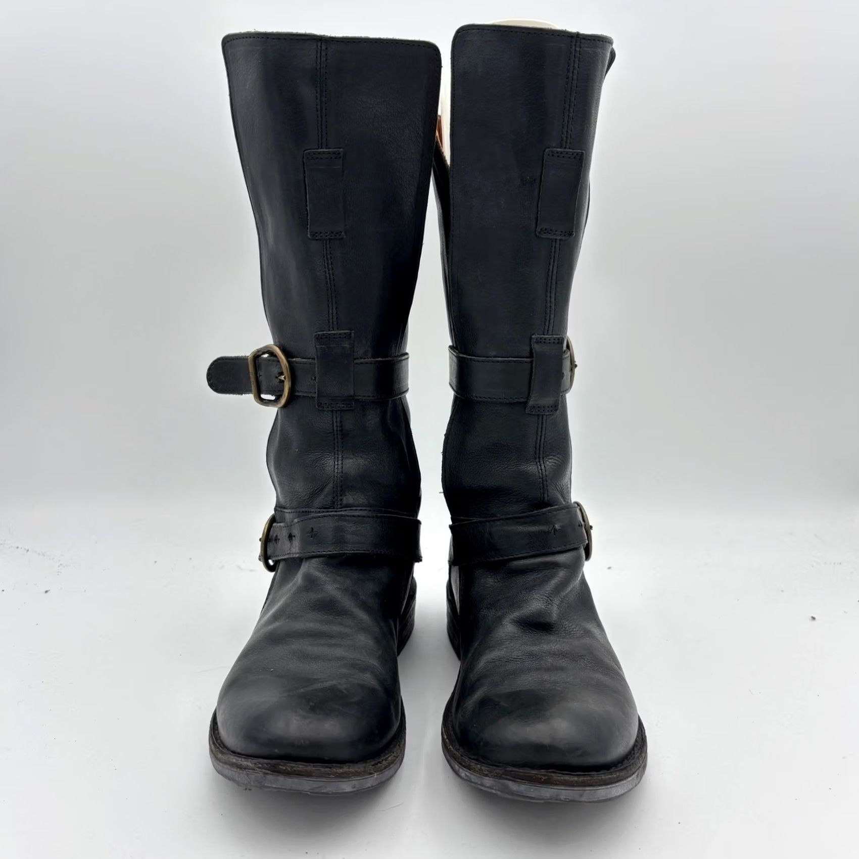 Vintage Fiorentini + Baker Boots Black Leather Buckle Women's 37 Boho Eternity 7040 Size US 7 / IT 37 - 2 Thumbnail