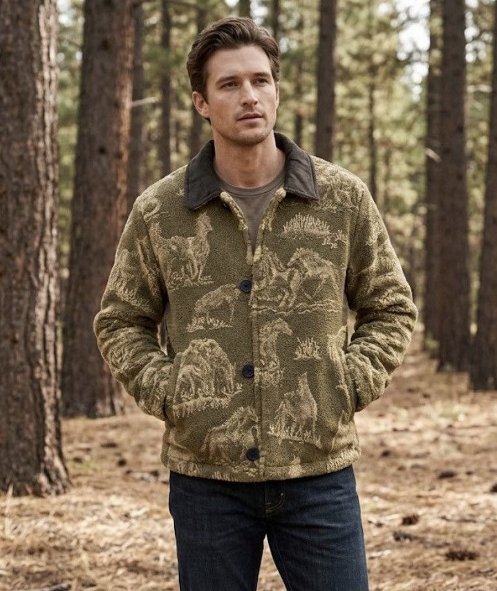 Acne Studios Inspired Tsunami Fleece Horses Boxy Crop Jacket