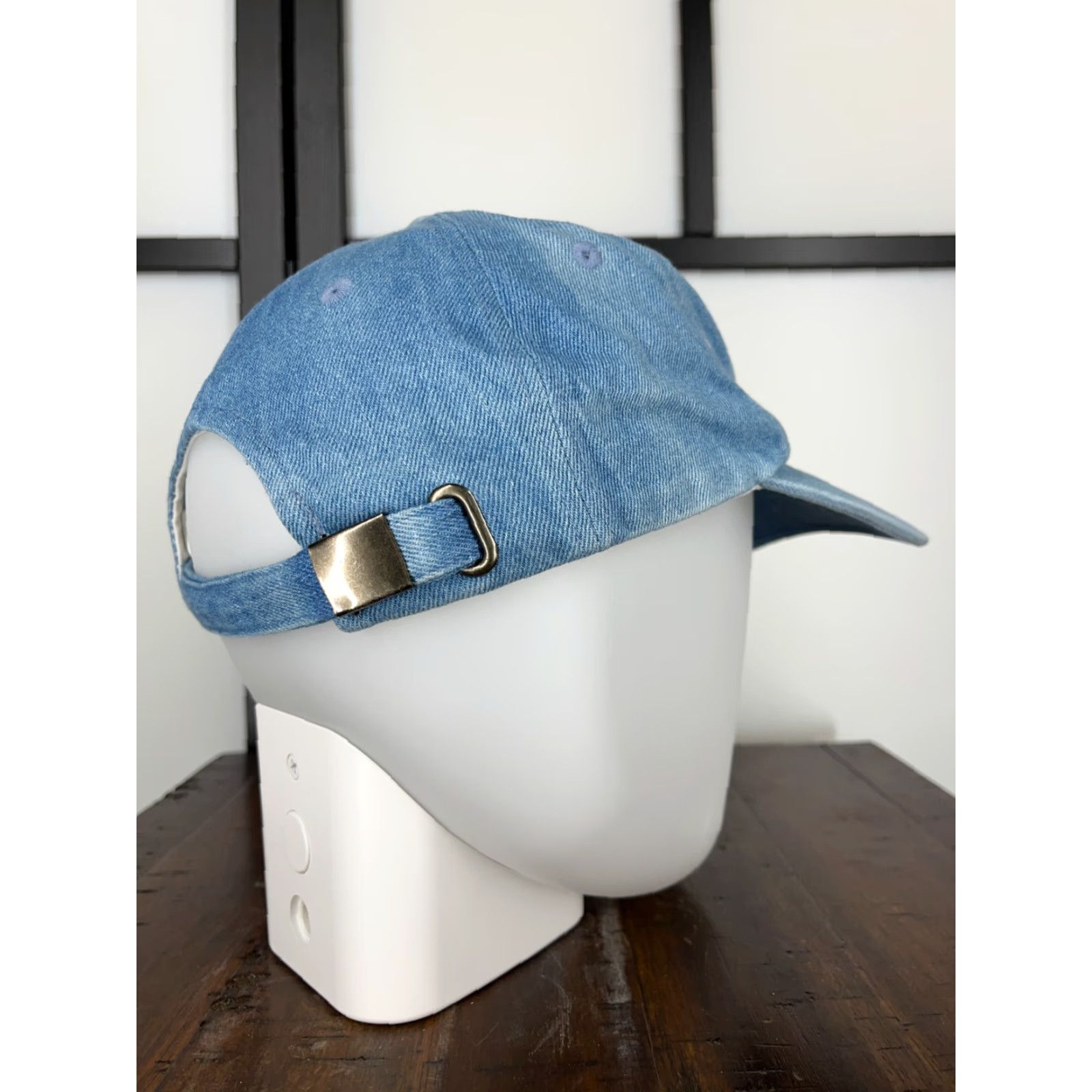 Vintage Captain Travel Hat Cap Strap Back Women Blue Denim Cotton Texas Embroidered 2A D Size ONE SIZE - 7 Thumbnail