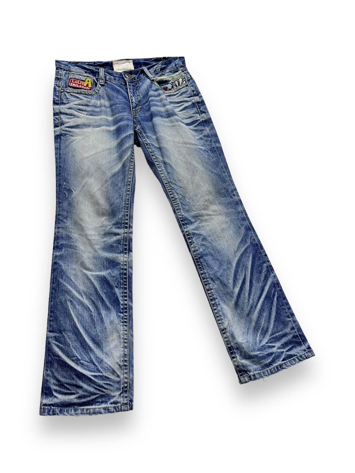 Siberia Hills RARE🔥LOLITA CHILDREN Embroidery Exotic Denim Acid Washed Size US 31 - 6 Thumbnail