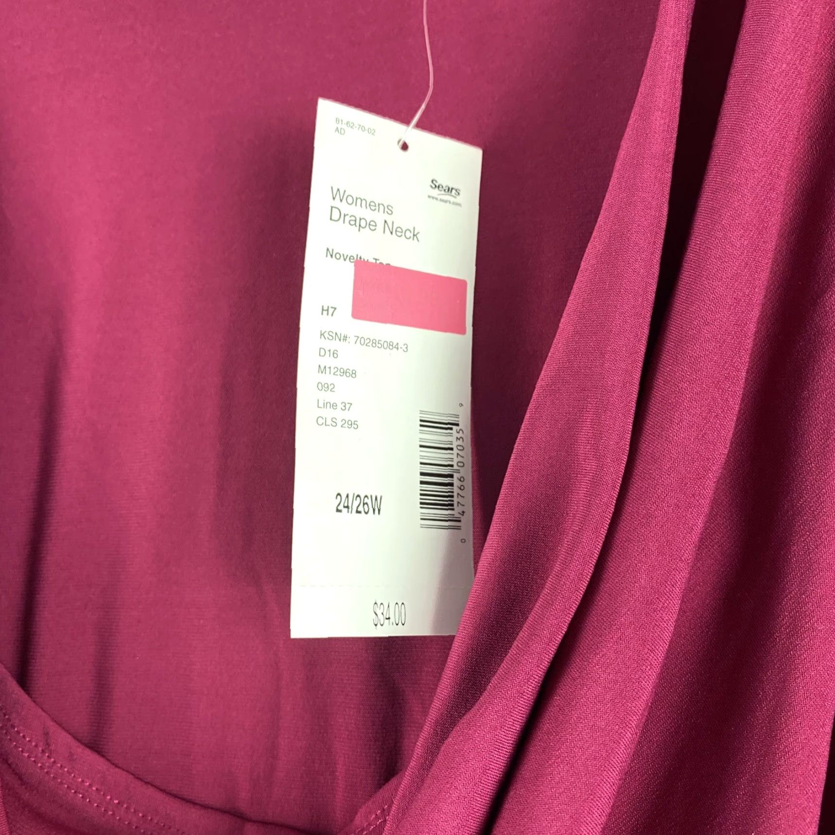 Vintage Covington Shirt Women 3XL Drape Neck Long Sleeve Plum New With Tags Plus Size Size XXL / US 16-18 / IT 52-54 - 4 Thumbnail
