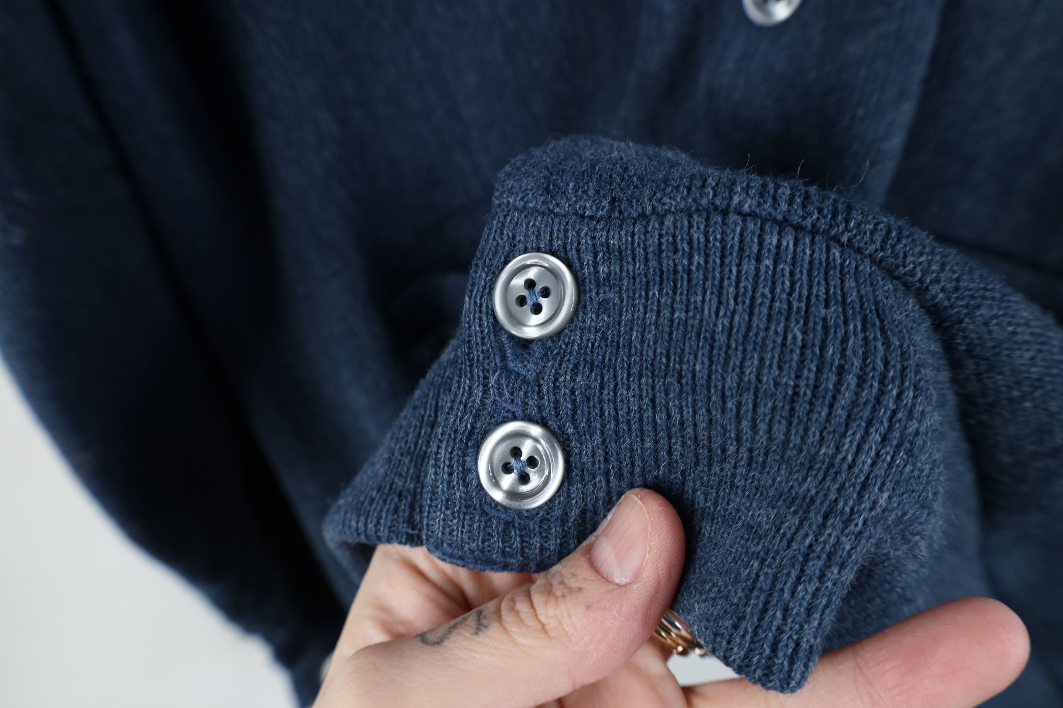 Vintage Vintage 70s Streetwear Blank Knit Cardigan Sweater Blue Size US L / EU 52-54 / 3 - 13 Thumbnail