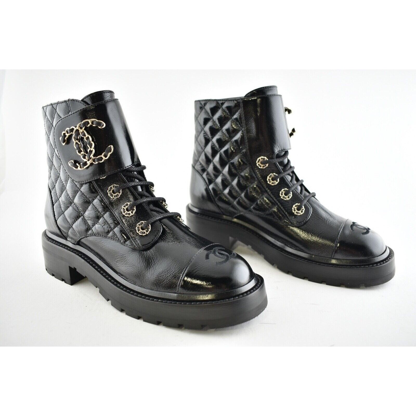 Chanel Chanel 21A Black Shiny Patent Quilted Gold CC Chain Size US 7 / IT 37 - 2 Thumbnail