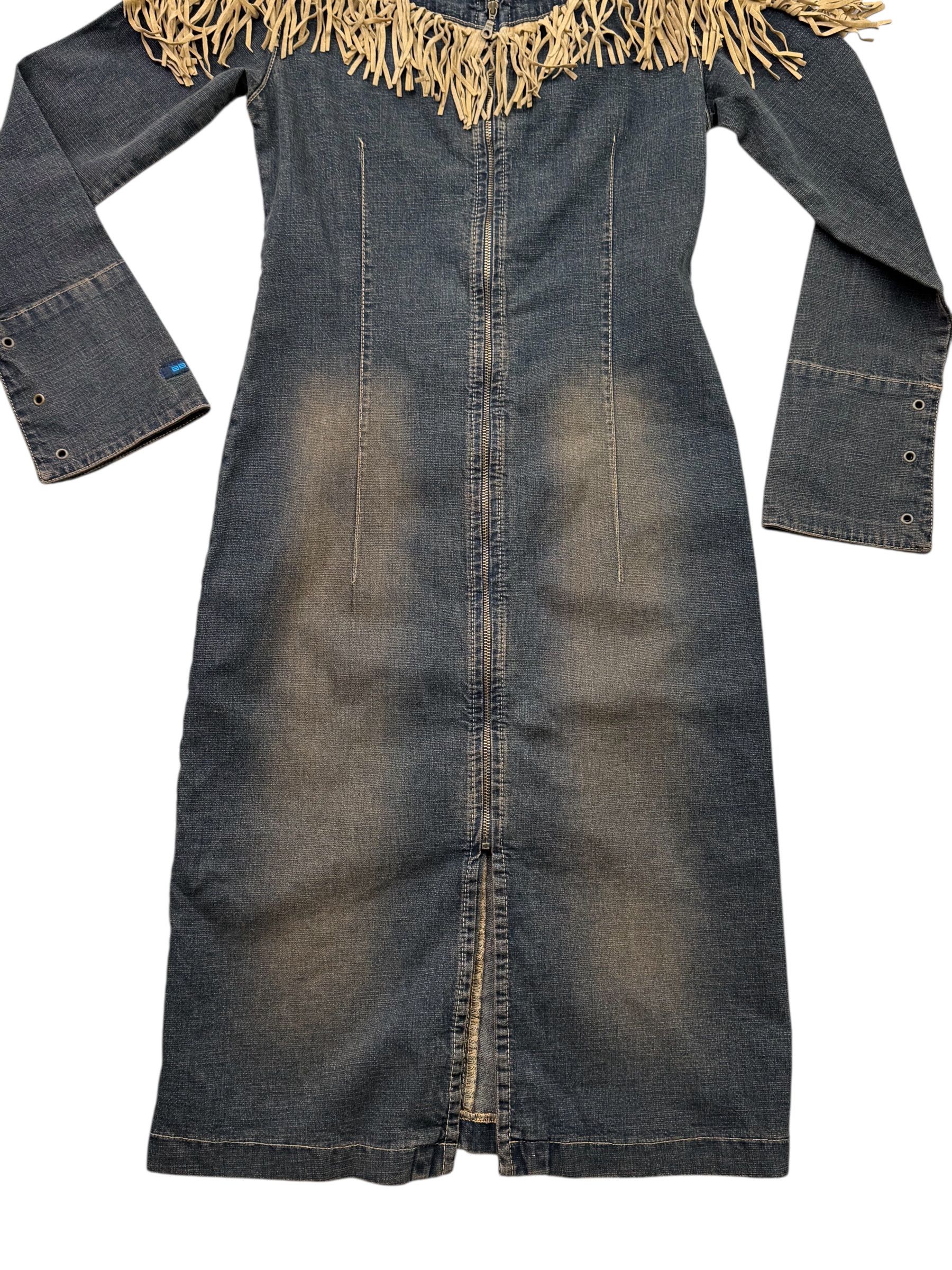 Vintage Vintage Denim Faded Dress With Sleeve&Metal Rings W223(V9) Size S / US 4 / IT 40 - 3 Thumbnail