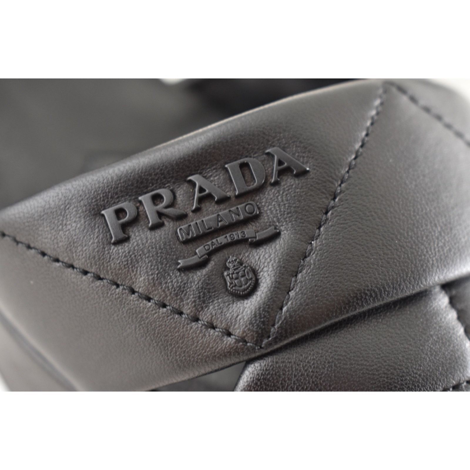 Prada Prada Quilted Nappa Leather Platform Sandal Block Heel 38 Size US 8 / IT 38 - 9 Thumbnail