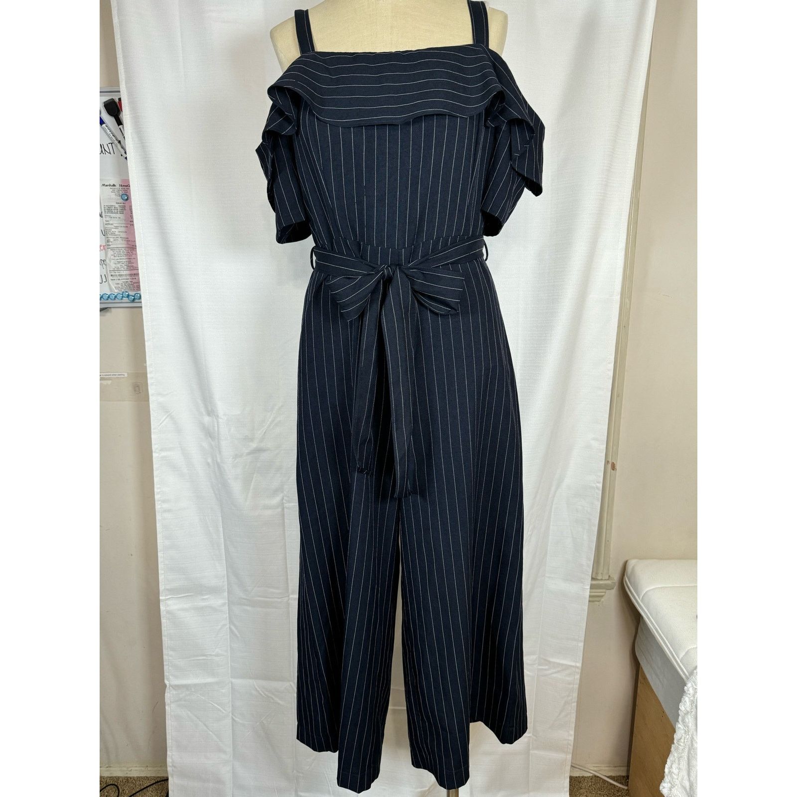 Unknown London Essue Elegant Off Shoulder Strap Marine Blue Jumpsuit Womens Size 34" / US 12 / IT 48 - 1 Thumbnail