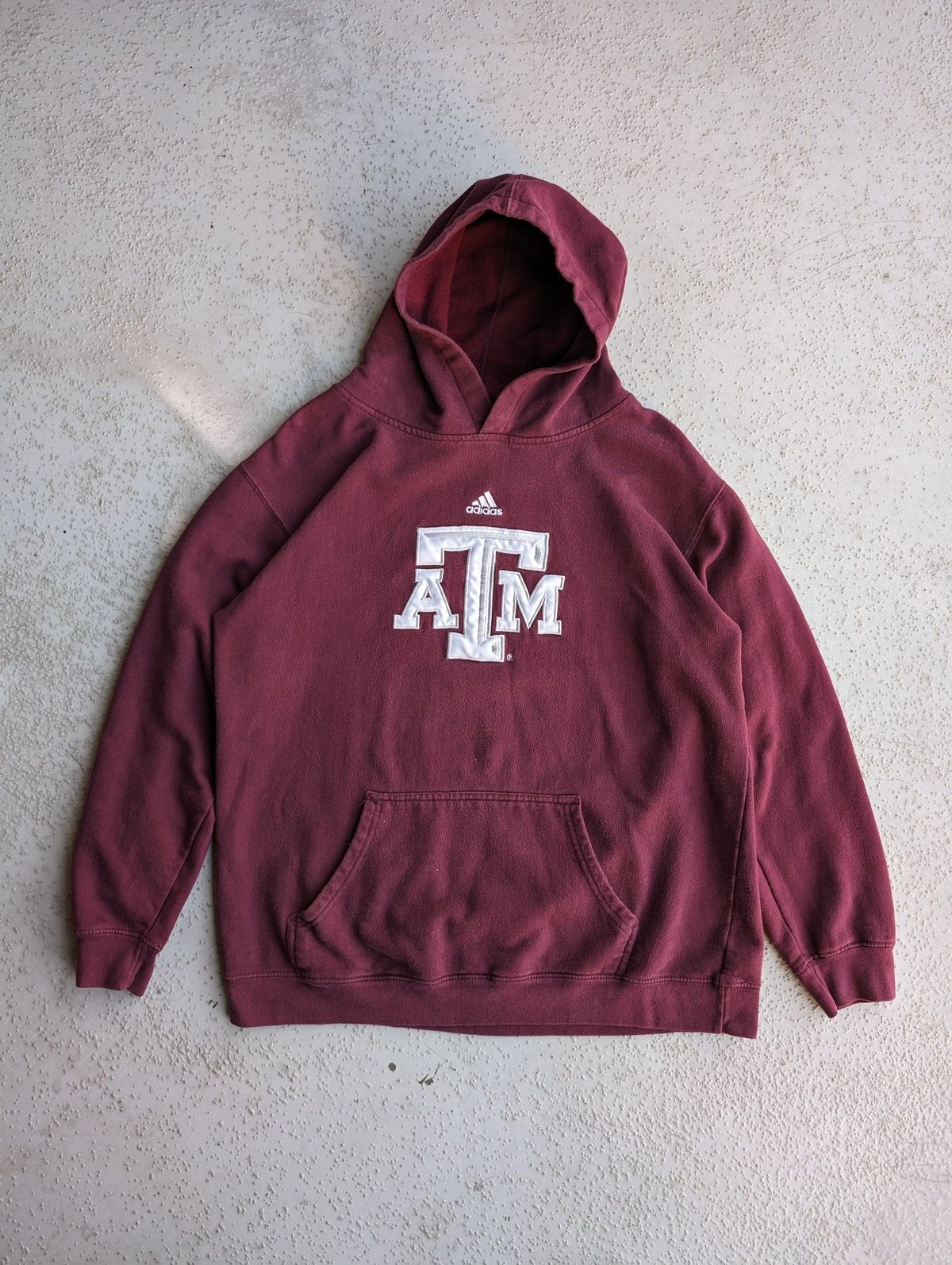 Pre-owned Adidas X Vintage Adidas Vintage Center Logo Oversize Boxy Hoodie In Burgundy