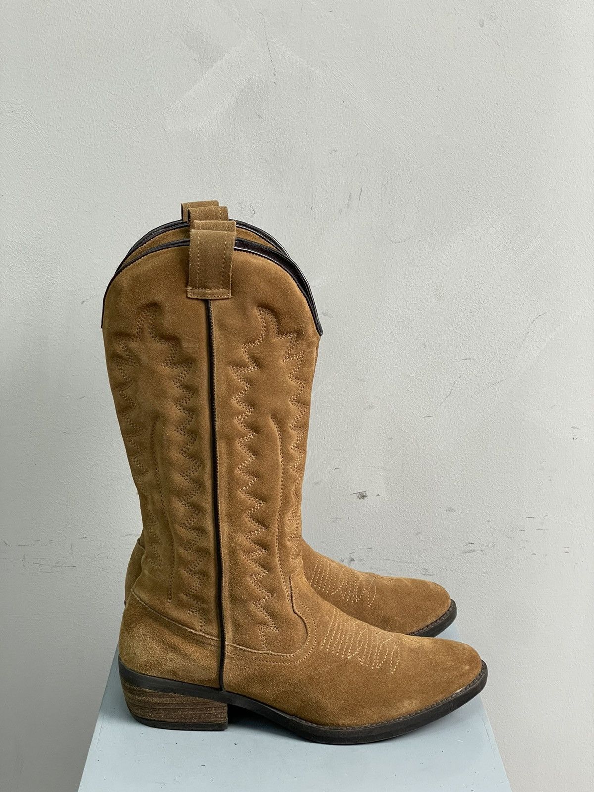 Western Rise suede americana Western high ankle moto boots guidi style Size US 8 / EU 41 - 3 Thumbnail