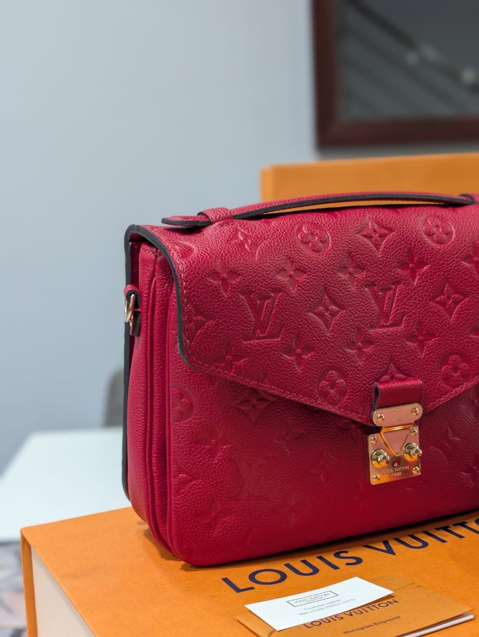 Louis Vuitton Louis Vuitton Red Monogram Empreinte Pochette Metis Size ONE SIZE - 3 Thumbnail