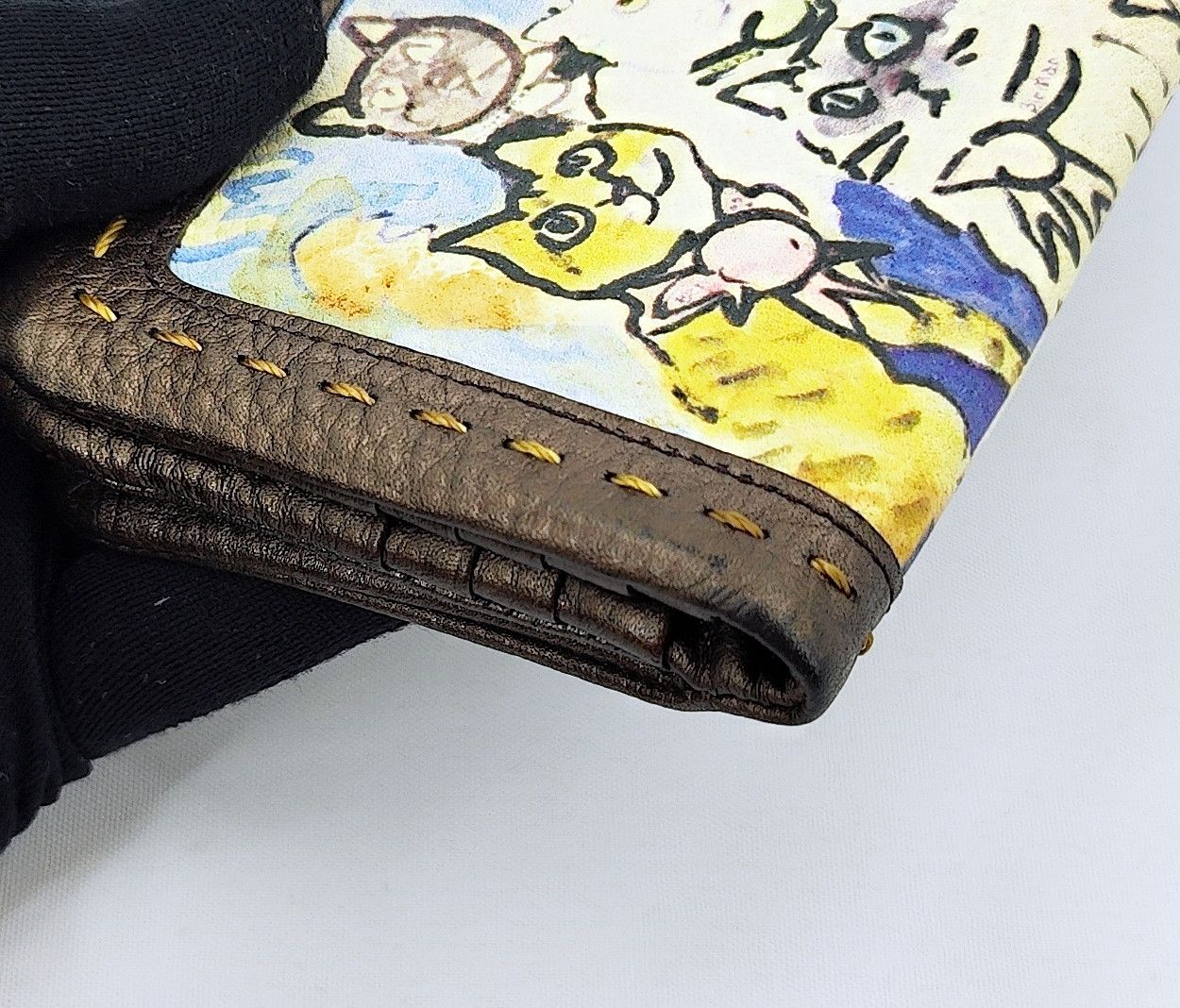 Japanese Brand MANHATTANER'S full leather long wallet cat graphic Size ONE SIZE - 8 Thumbnail