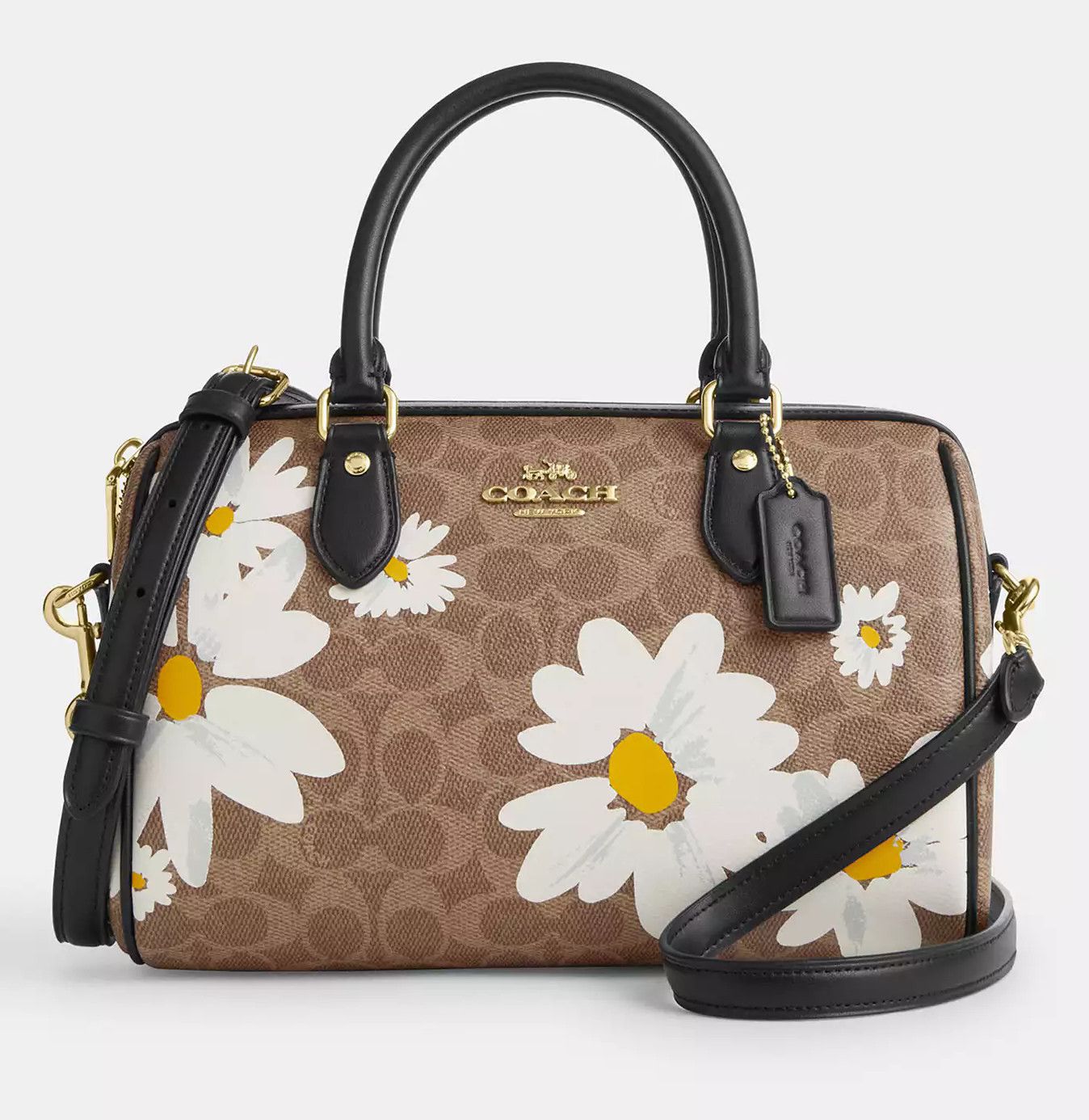 Coach Rowan Satchel Bag In Signature Canvas With Floral Print Size ONE SIZE - 6 Thumbnail