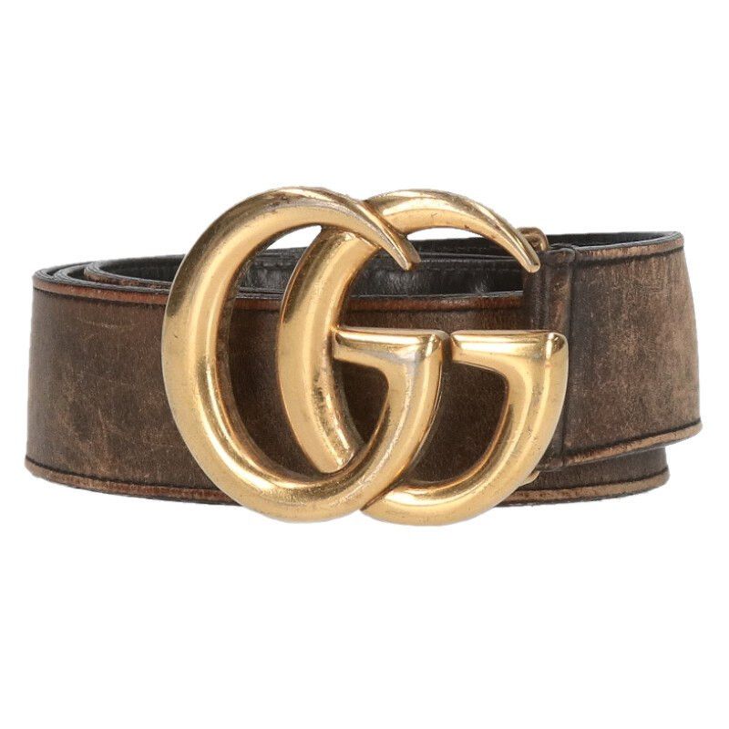 Gucci GUCCI 414516 GG Buckle Leather Belt Black/Gold Size  display picture 1