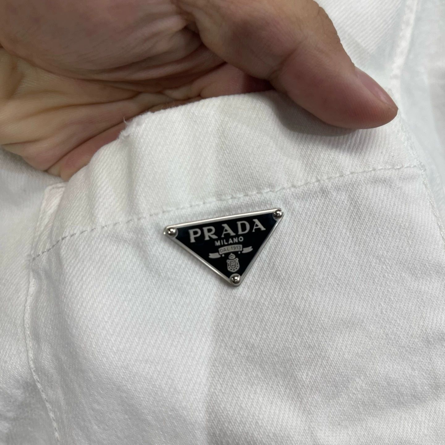 Prada Prada Denim Short-Sleeve Triangle Logo Jacket 42 Size M / US 6-8 / IT 42-44 - 4 Thumbnail