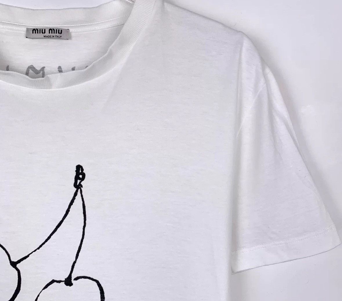 Miu Miu MiuMiu logo cherry print white cotton short sleeved T-shirt Size US S / EU 44-46 / 1 - 3 Thumbnail