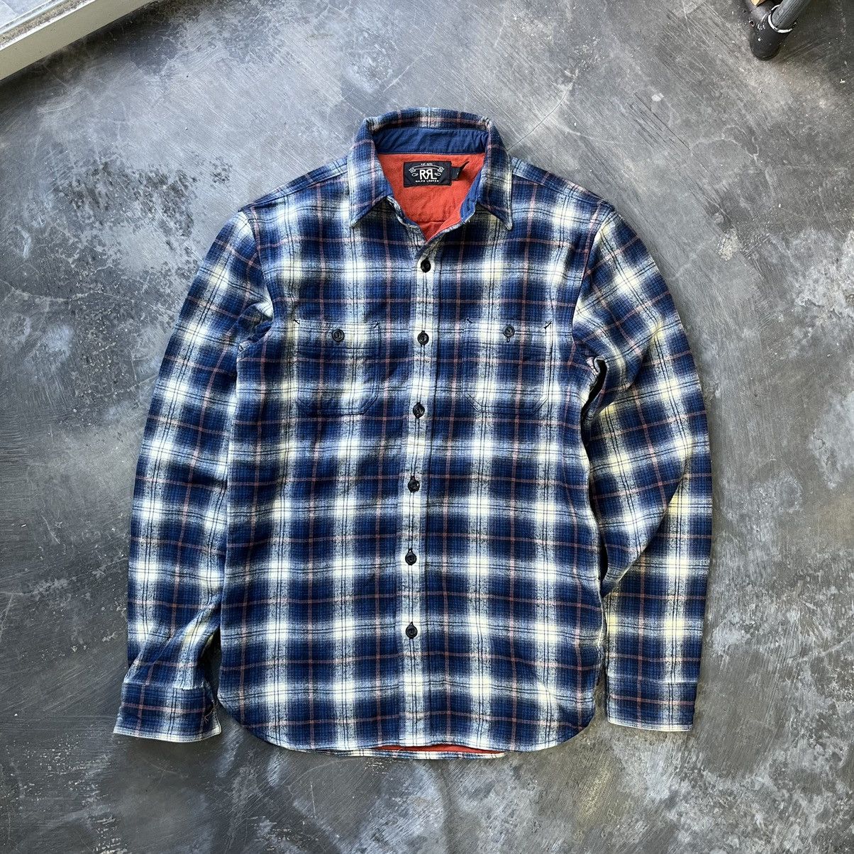 image of Rrl Ralph Lauren x Vintage Rrl Double Rl Ralph Laurent Check Flannel Shirt Size Xs in Blue, Men's