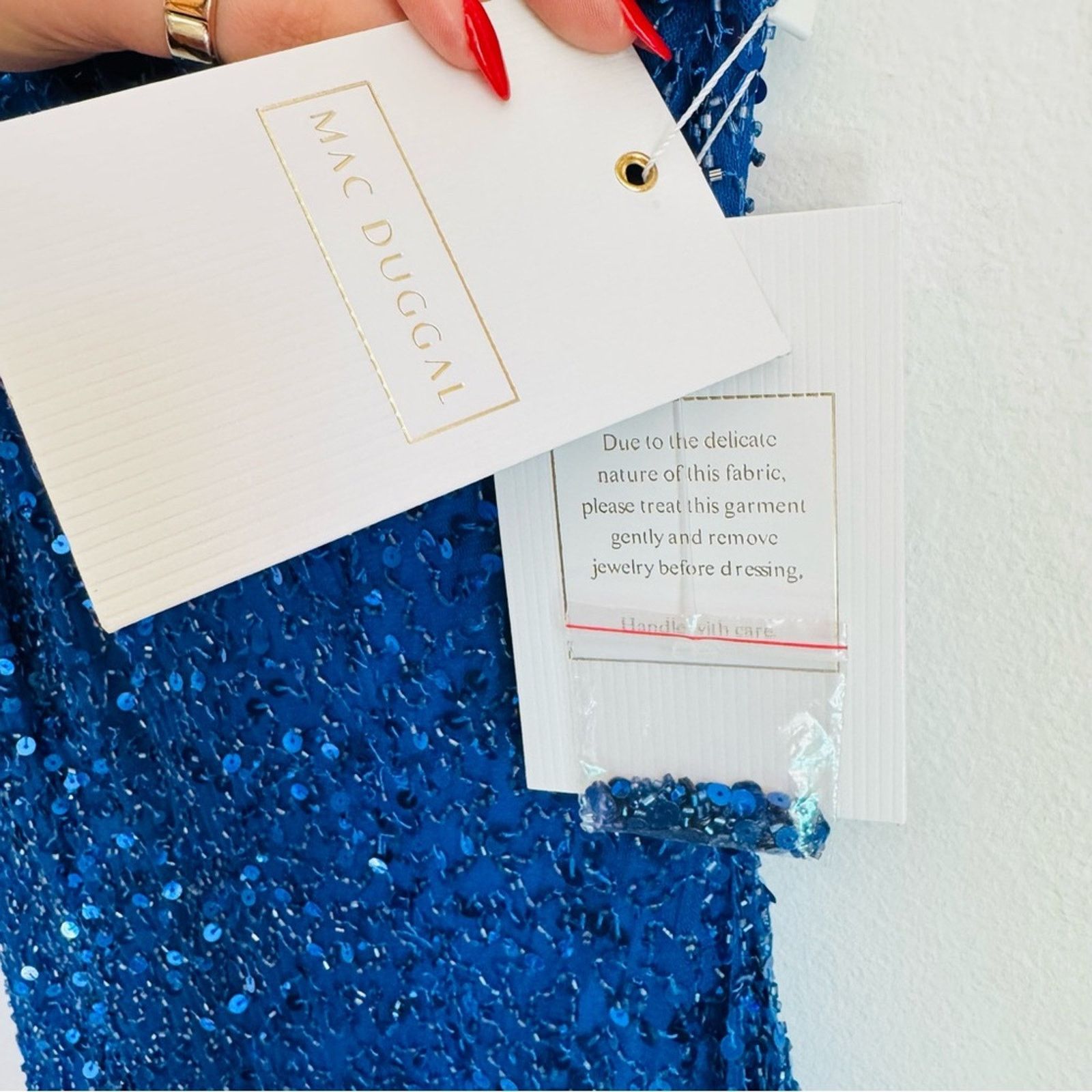 Nordstrom NEW MAC DUGGAL Blue Sequin Fringe Shoulder $698 Mini Dress Size XS / US 0-2 / IT 36-38 - 8 Thumbnail