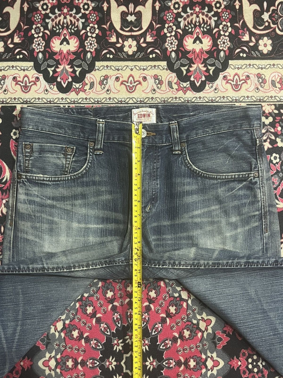 Edwin Vintage Edwin XVS Japan Blue Washed Distressed Jeans Size US 34 / EU 50 - 14 Thumbnail