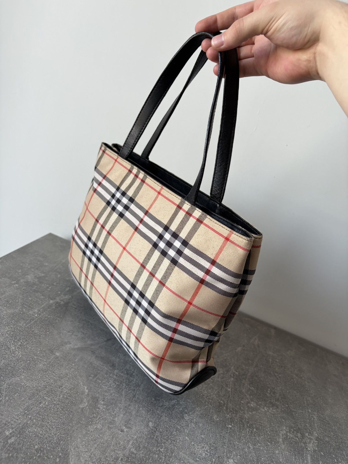 Burberry Rare Burberry Blue Label Tote Nova Check Beige Canvas Bag Size ONE SIZE - 2 Thumbnail