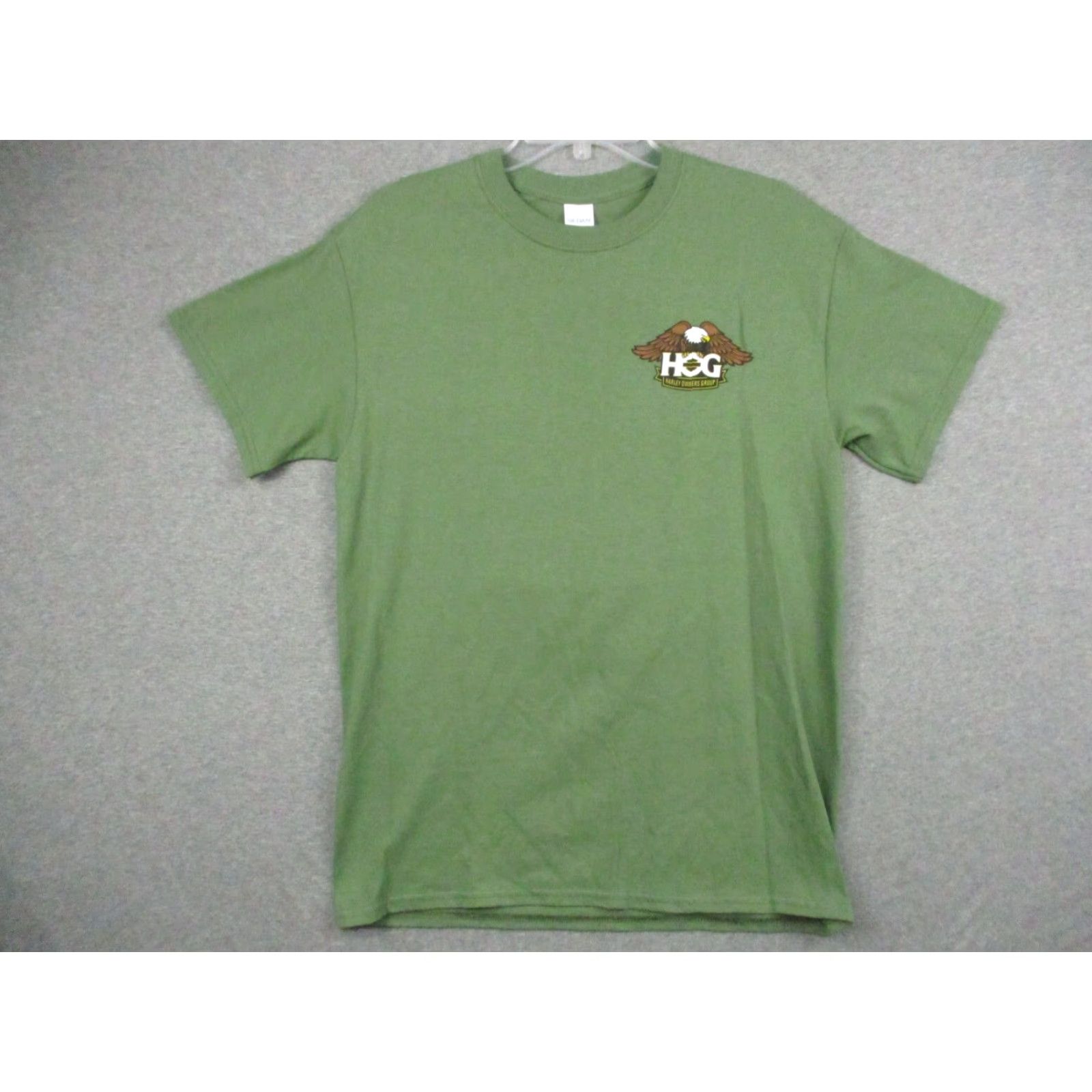 Gildan Gildan T Shirt Medium Green HOG Motorcycle Short Sleeve Cotton Pelham AL Mens Regular Green Logo Vintage: No Size US M / EU 48-50 / 2 - 2 Thumbnail