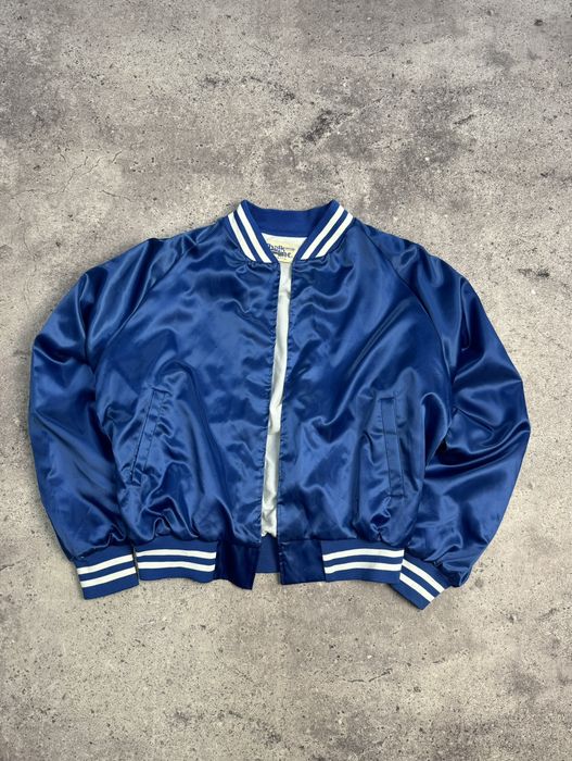 Vintage Vintage Chalk Line nylon bomber Y2K Blue Satin Bomber Jacket ...