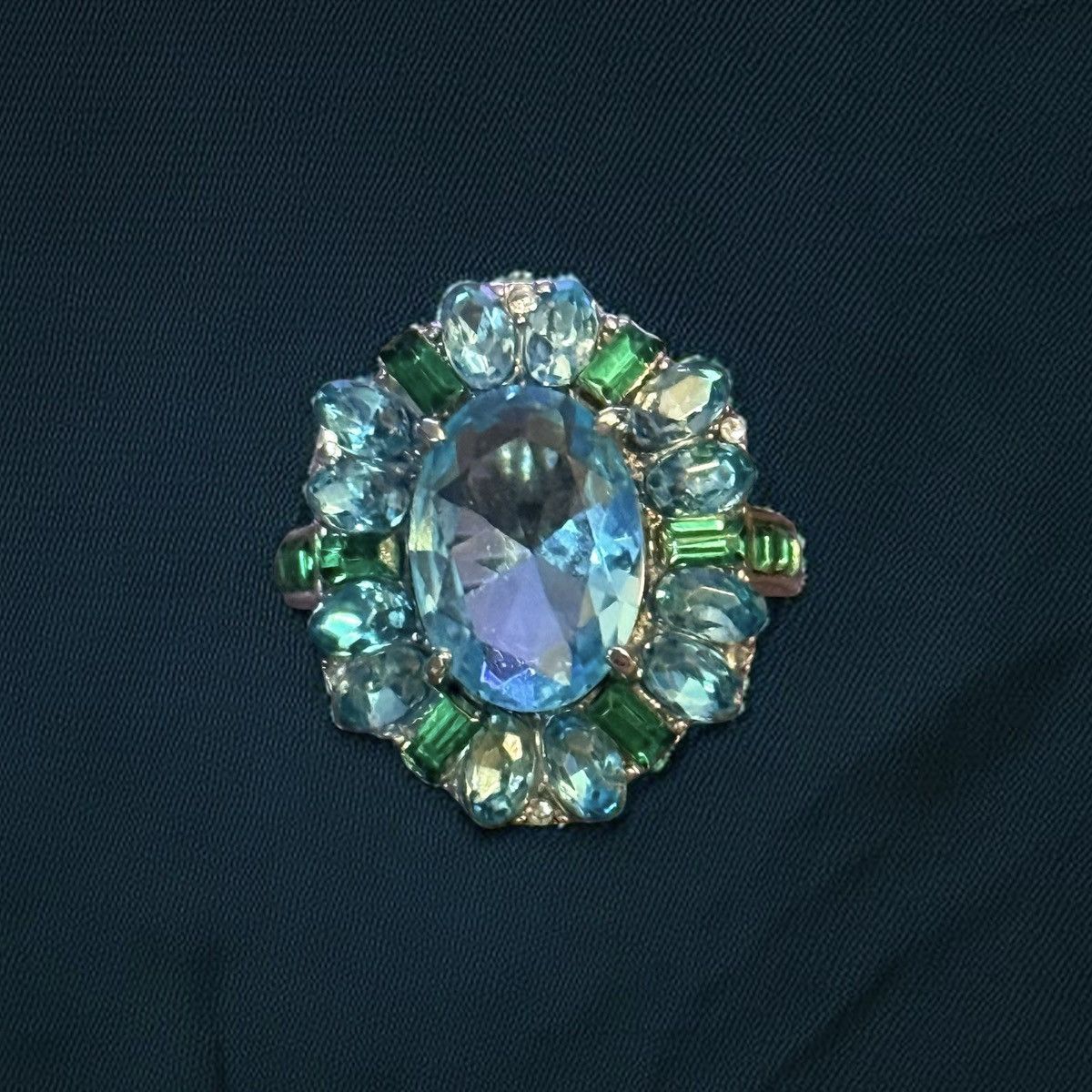 Other Silver tone blue and green gemstones cocktail ring Size ONE SIZE - 1 Thumbnail