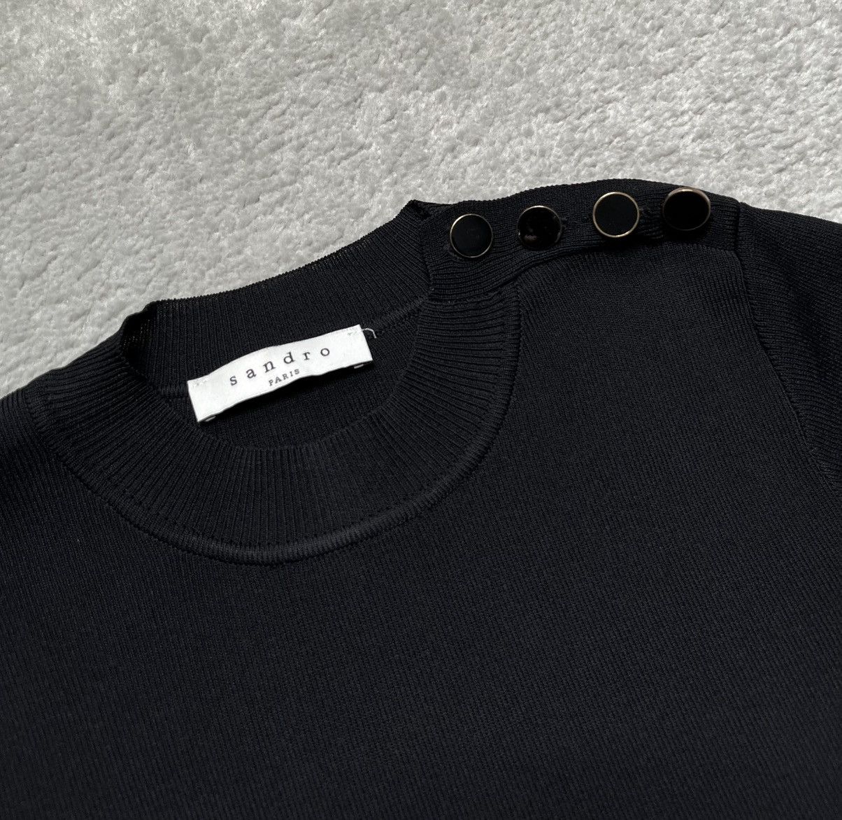 Sandro Vintage Black Basic Sweater Knitwear Sandro Size S / US 4 / IT 40 - 4 Thumbnail