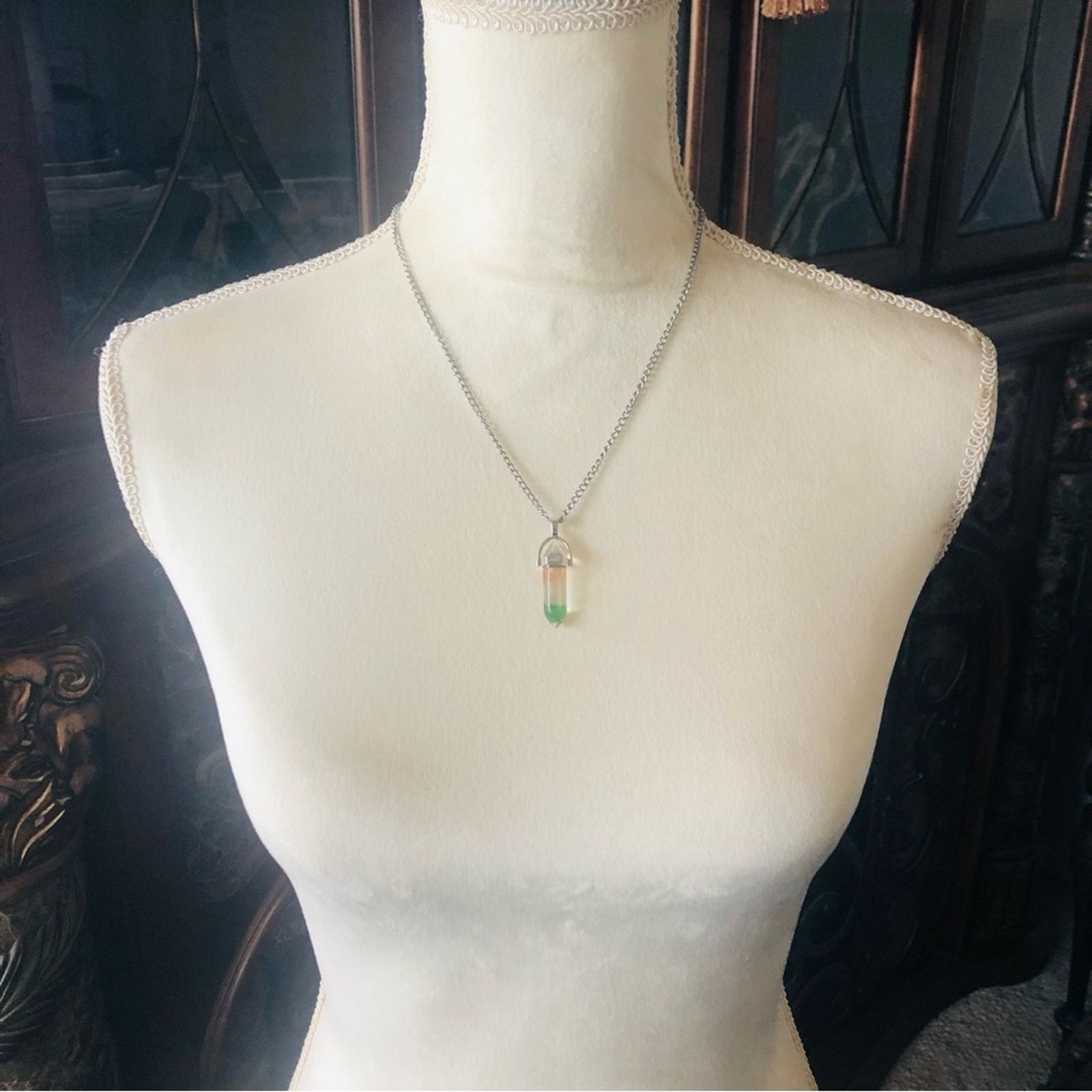 Handmade Handcrafted crowned faceted glass crystal pendant necklace Size ONE SIZE - 5 Thumbnail